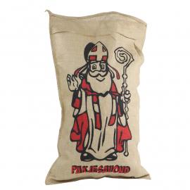 Jute zak Sinterklaas met pakjesavond opdruk 60 x 100 cm